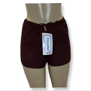Zuliana Size S/M Brown Sheer Waist Tie Shorts. Made in USA. New With Tags.